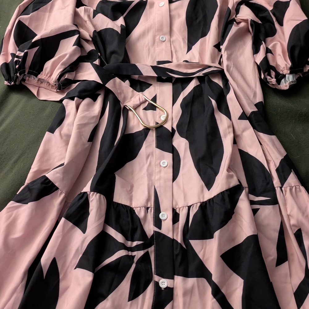 Pink and Black Patterned Dress